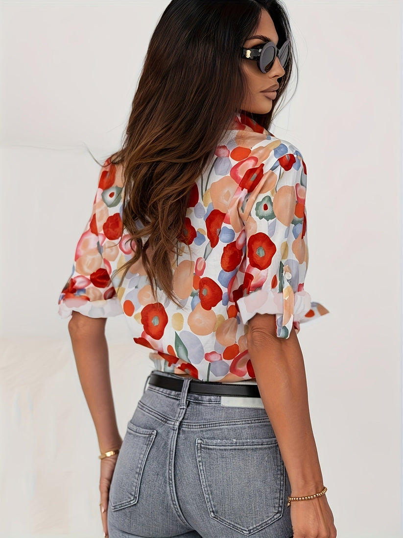 Blusa Floral de Mujer de Manga Larga