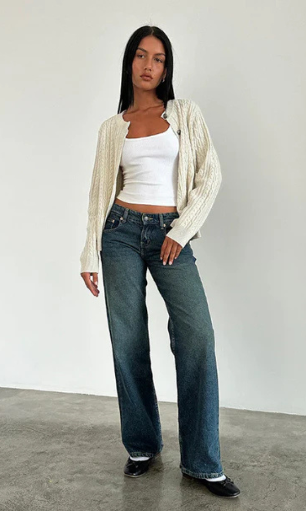 Jeans de Mujer Cintura Baja con Efecto Elástico