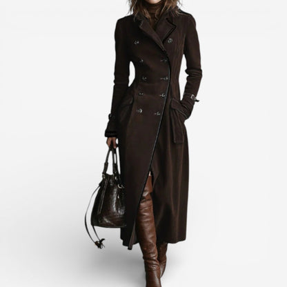 Abrigo largo mujer estilo trench efecto ante – abrigo elegante mujer