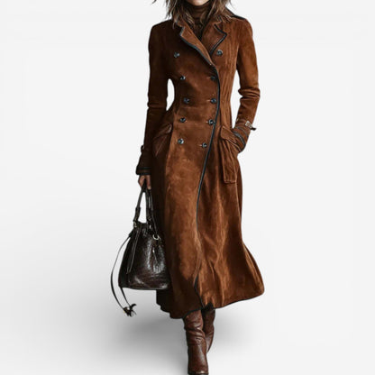Abrigo largo mujer estilo trench efecto ante – abrigo elegante mujer