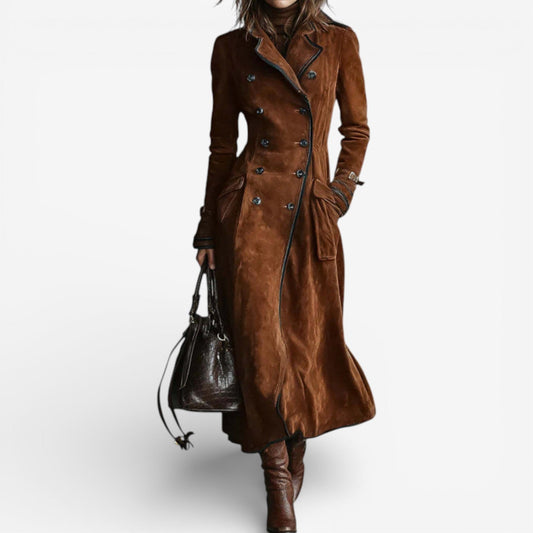 Abrigo largo mujer estilo trench efecto ante – abrigo elegante mujer