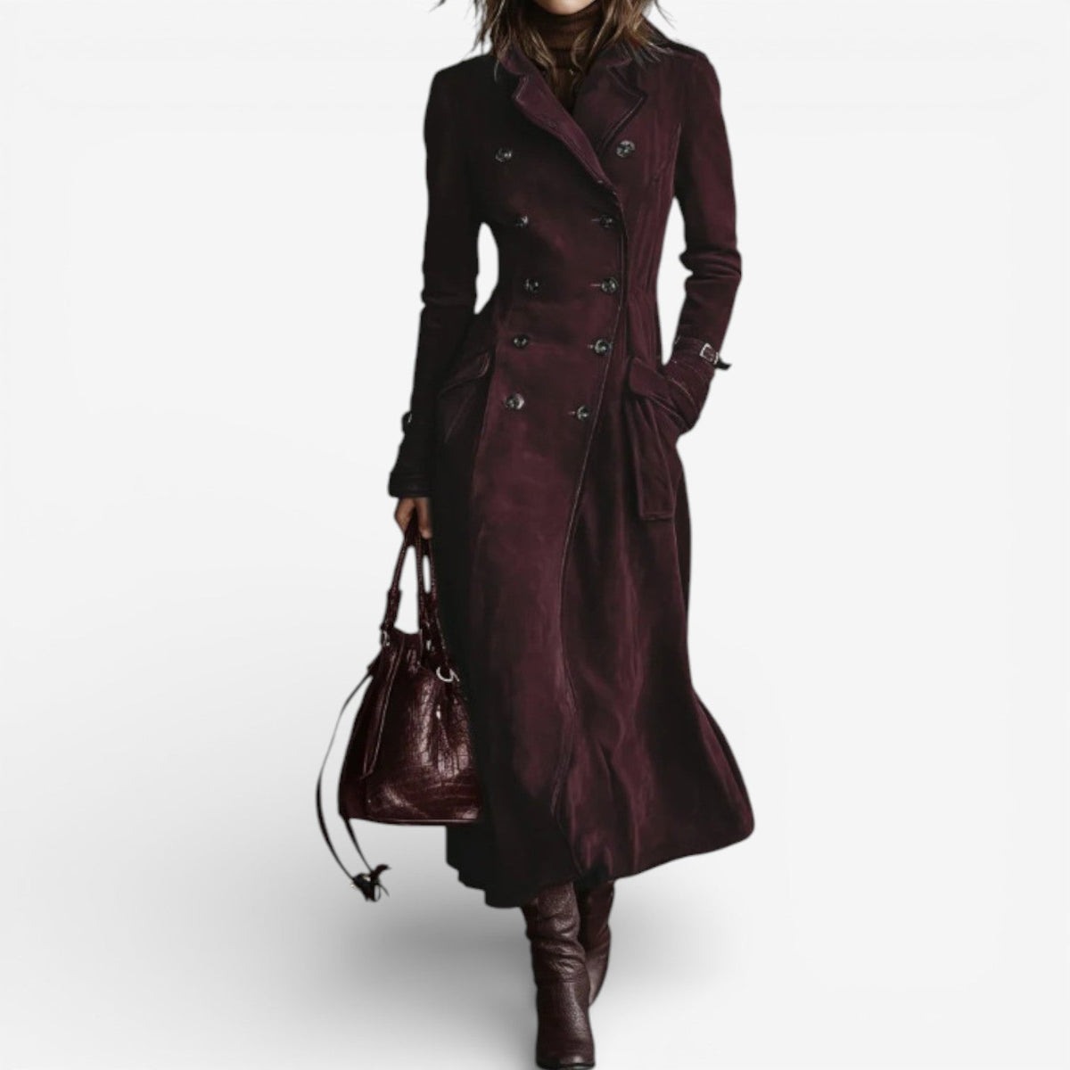 Abrigo largo mujer estilo trench efecto ante – abrigo elegante mujer