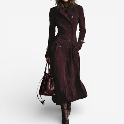 Abrigo largo mujer estilo trench efecto ante – abrigo elegante mujer