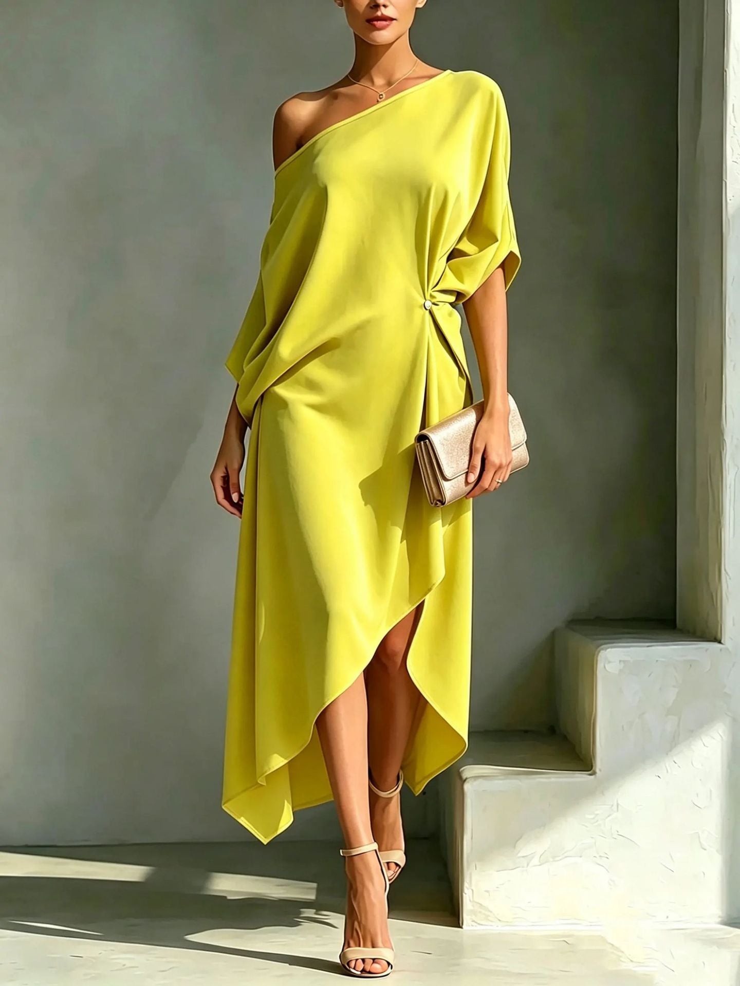 Camila - Vestido Elegante com Recorte Assimétrico