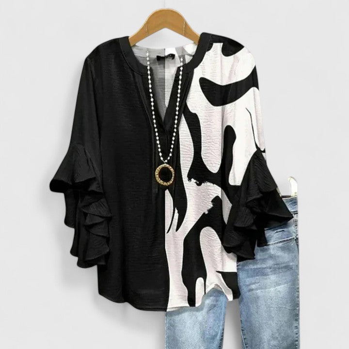 Blusa bohemia mujer con mangas acampanadas y estampado floral