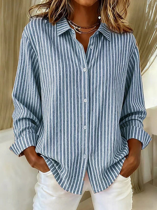 Jacqueline | Camisa de rayas con botones – estilo moderno y refinado