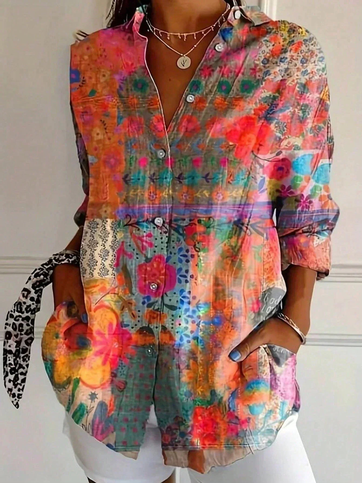Blusa Mujer Con Estampado Floral – Estilo Casual Elegante y Ligero