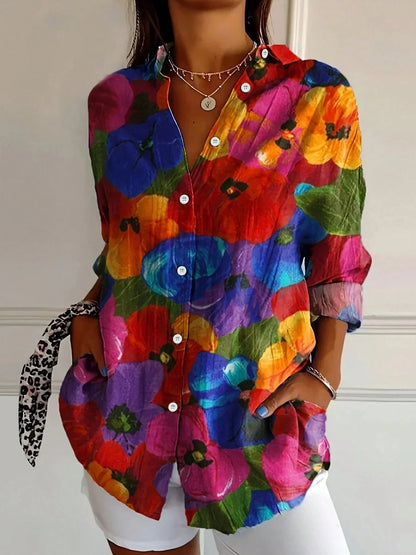 Blusa Mujer Con Estampado Floral – Estilo Casual Elegante y Ligero