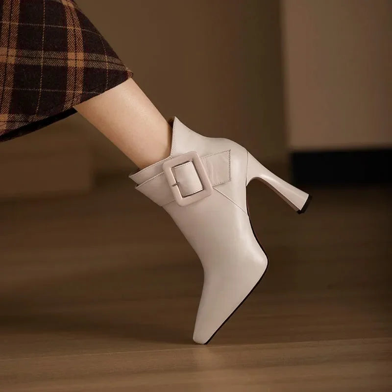 Botines Mujer Con Hebilla Y Tacón Alto – Calzado Elegante Para Uso Diario