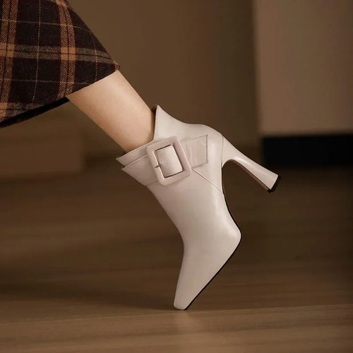 Botines Mujer Con Hebilla Y Tacón Alto – Calzado Elegante Para Uso Diario