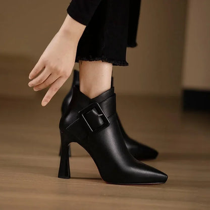 Botines Mujer Con Hebilla Y Tacón Alto – Calzado Elegante Para Uso Diario
