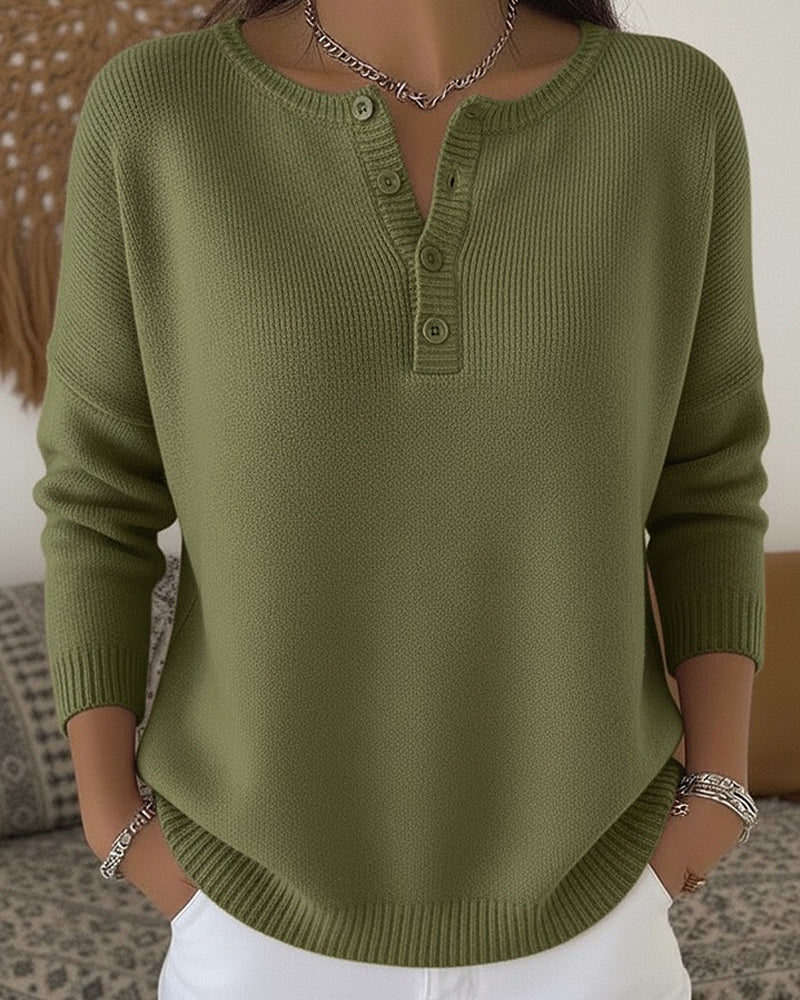 Helena | Suéter Henley con Botones - Suave y Estilo Casual