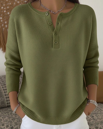 Helena | Suéter Henley con Botones - Suave y Estilo Casual
