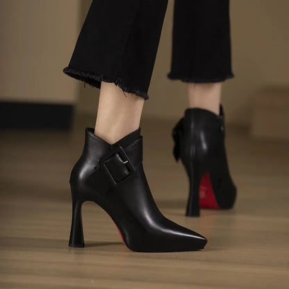 Botines Mujer Con Hebilla Y Tacón Alto – Calzado Elegante Para Uso Diario