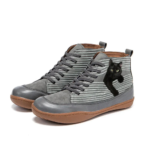 Botas Mujer Con Diseño De Gato – Botines Casuales Cómodos Para Otoño E Invierno