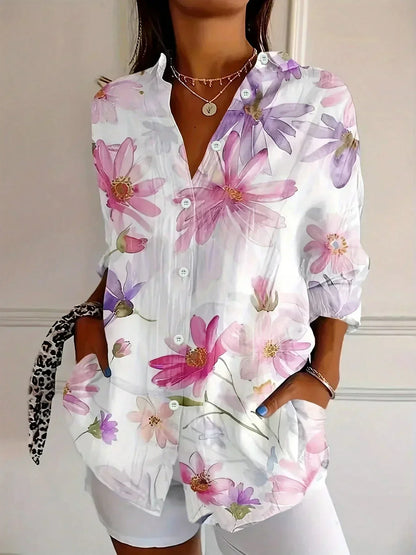 Blusa Mujer Con Estampado Floral – Estilo Casual Elegante y Ligero