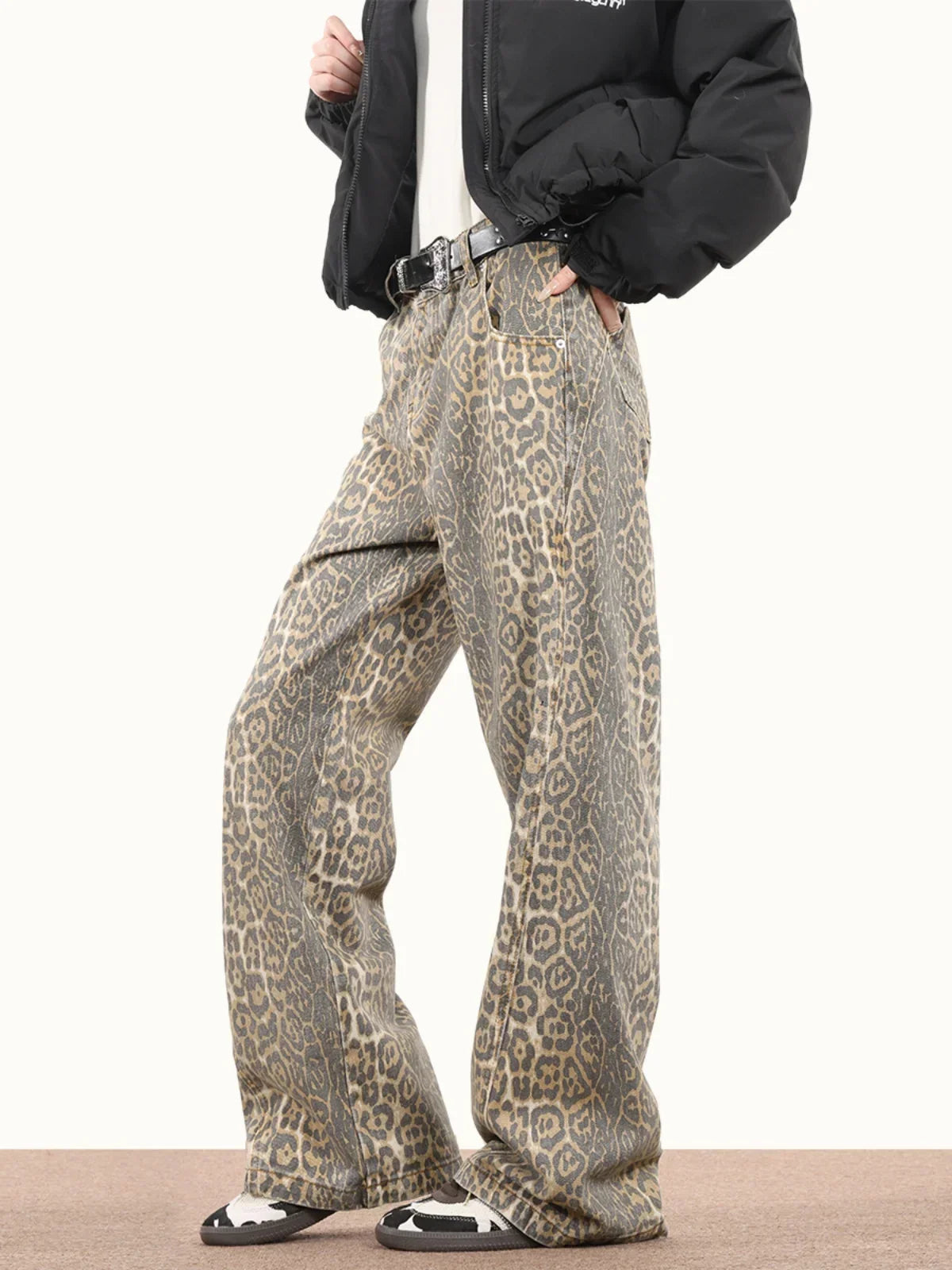 Jeans Vintage Estampado Leopardo