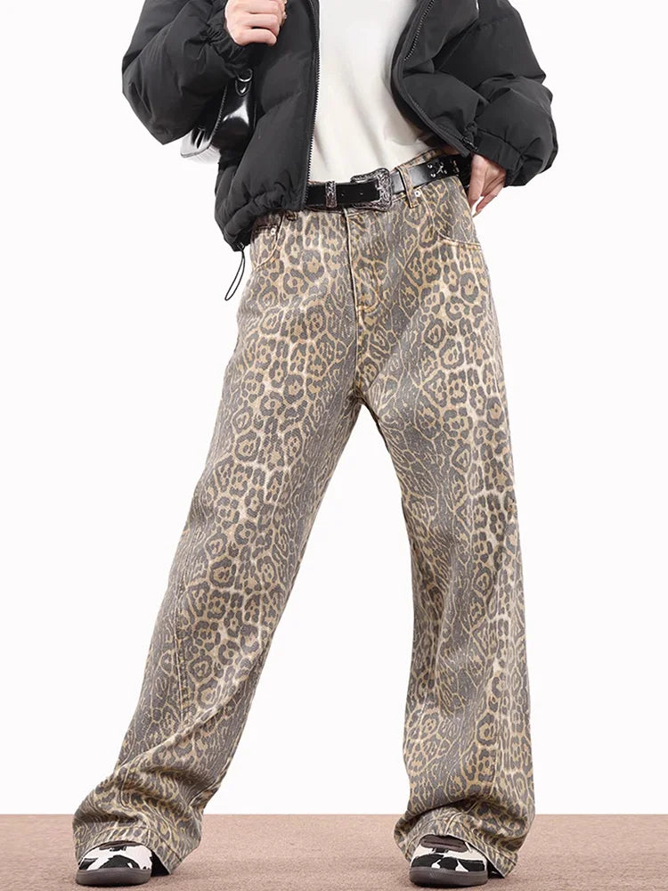 Jeans Vintage Estampado Leopardo