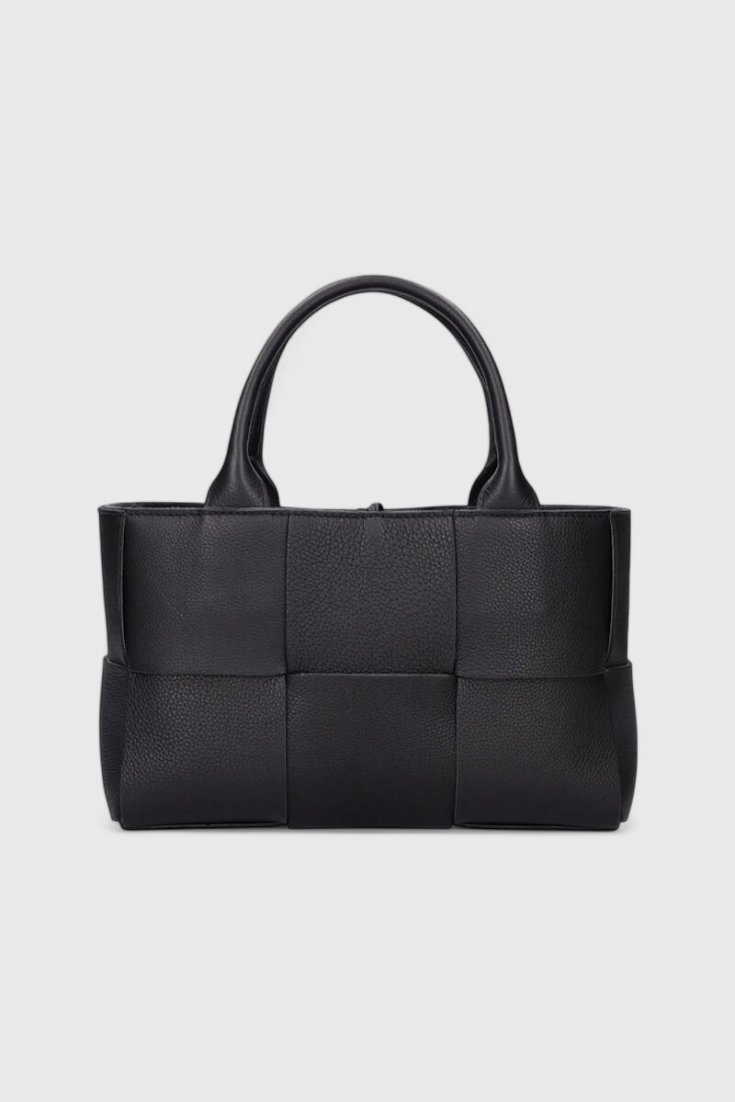 Bolso shopper negro mujer elegante – bolso grande cuero vegano tejido