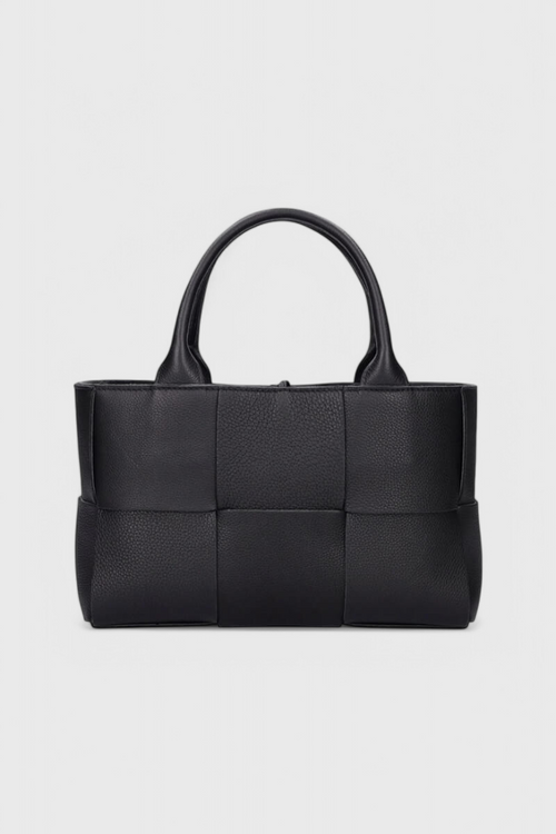 Bolso shopper negro mujer elegante – bolso grande cuero vegano tejido
