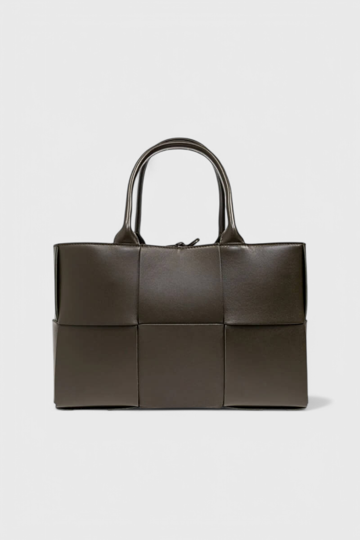 Bolso shopper negro mujer elegante – bolso grande cuero vegano tejido