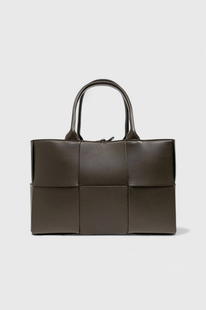Bolso shopper negro mujer elegante – bolso grande cuero vegano tejido