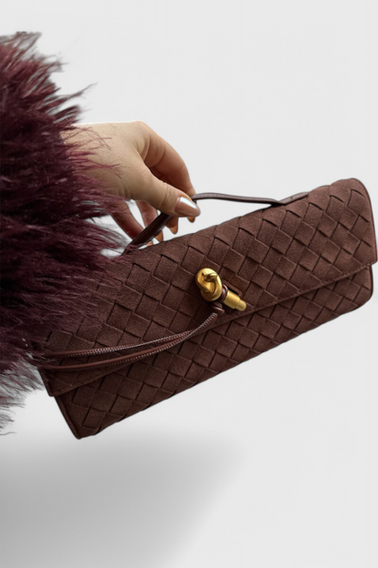 Bolso de hombro mujer elegante beige – bolso clásico ante con detalle dorado