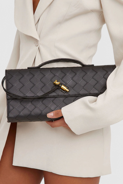 Bolso clutch mujer elegante verde – bolso baguette cuero vegano con correa