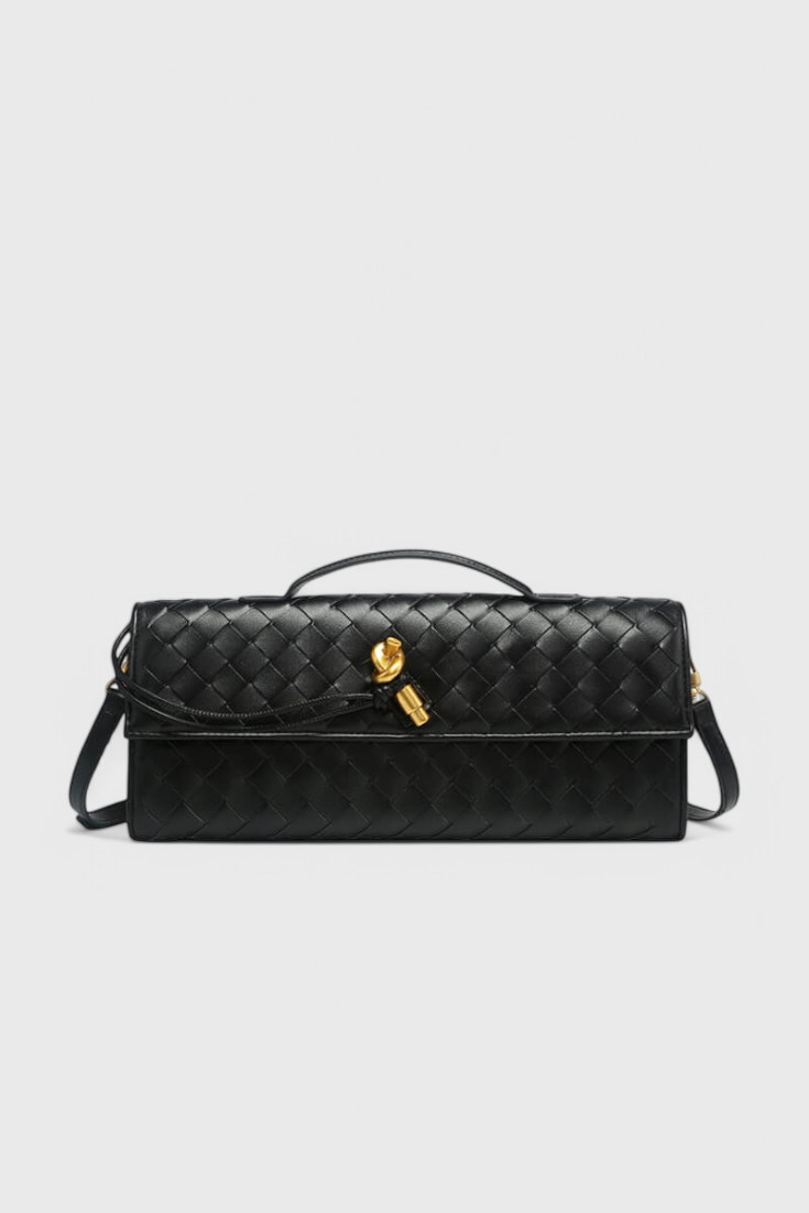 Bolso clutch mujer elegante verde – bolso baguette cuero vegano con correa