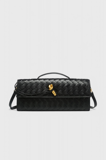 Bolso clutch mujer elegante verde – bolso baguette cuero vegano con correa
