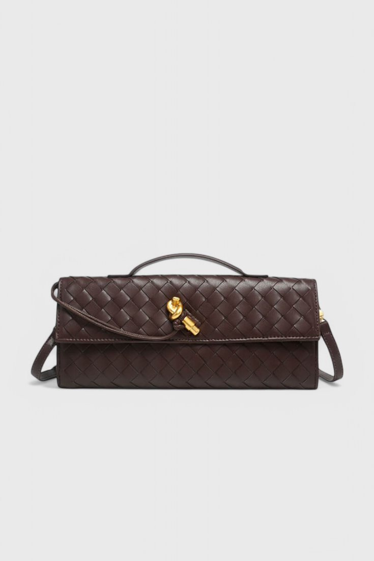 Bolso clutch mujer elegante verde – bolso baguette cuero vegano con correa