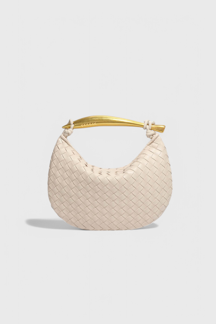 Bolso dorado mujer elegante tejido – bolso mini lujo con asa metálica