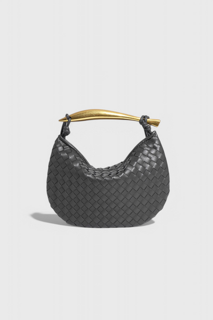 Bolso dorado mujer elegante tejido – bolso mini lujo con asa metálica