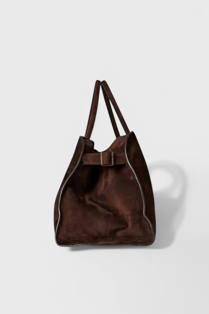 Bolso tote grande mujer marrón elegante – bolso amplio cuero vegano efecto ante