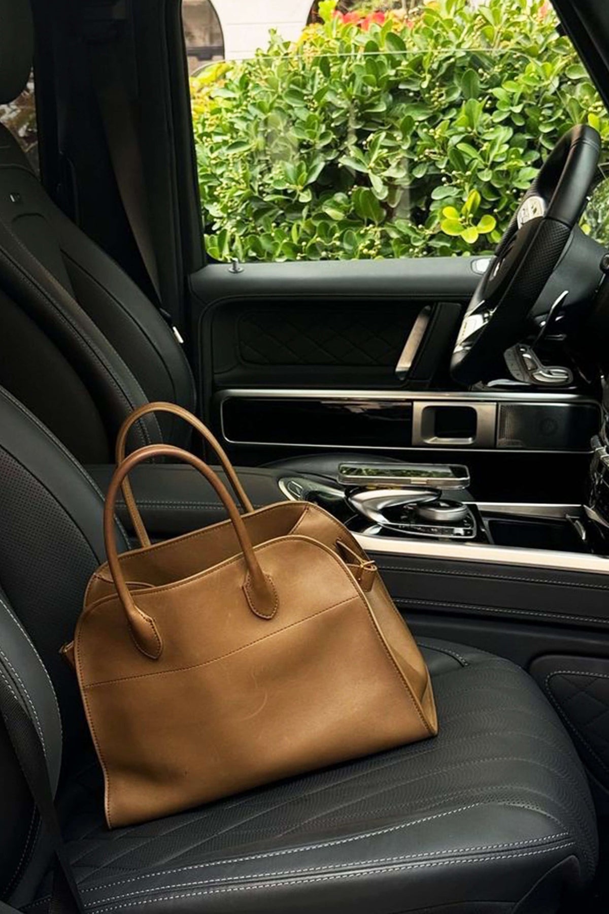 Bolso tote grande mujer marrón elegante – bolso amplio cuero vegano efecto ante