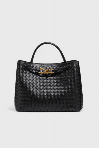 Bolso tejido mujer negro cuero vegano – bolso elegante grande moderno