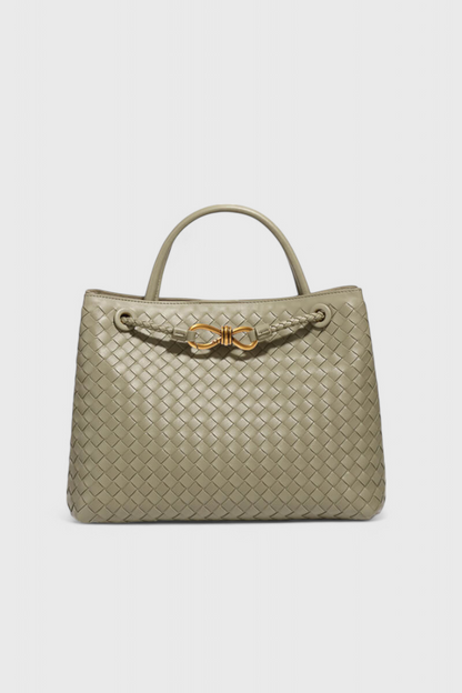 Bolso tejido mujer negro cuero vegano – bolso elegante grande moderno