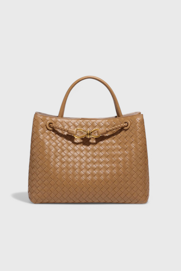 Bolso tejido mujer negro cuero vegano – bolso elegante grande moderno