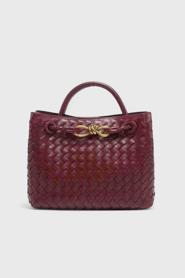 Bolso tejido mujer negro cuero vegano – bolso elegante grande moderno