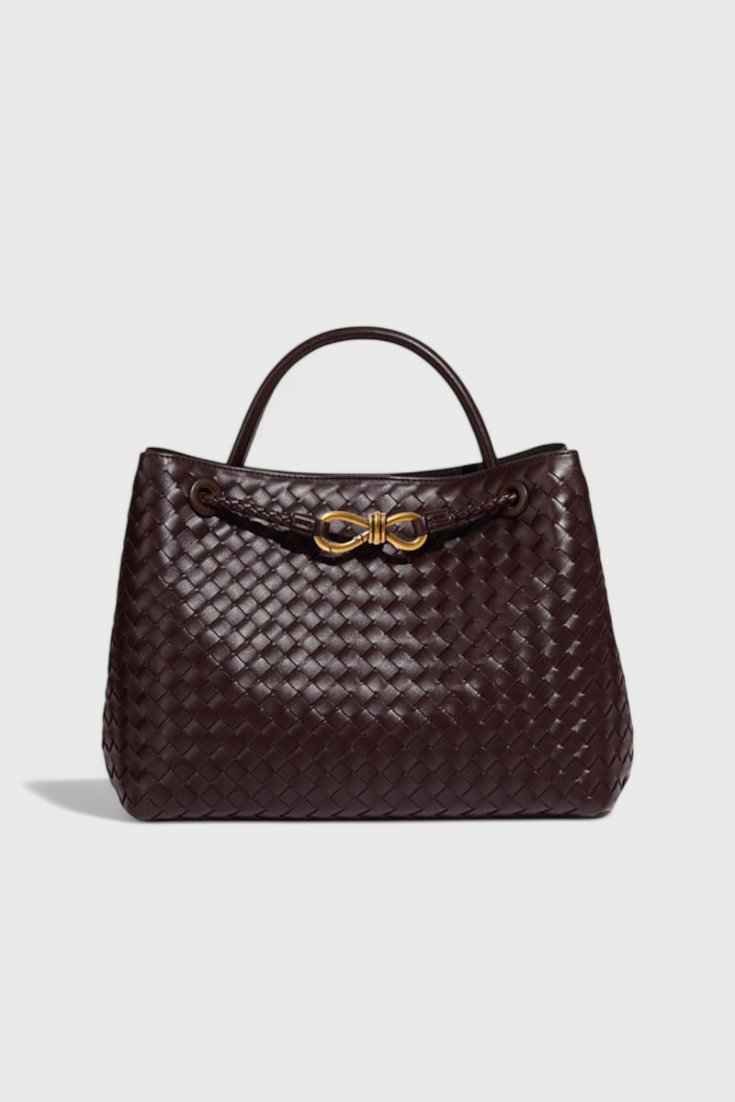 Bolso tejido mujer negro cuero vegano – bolso elegante grande moderno