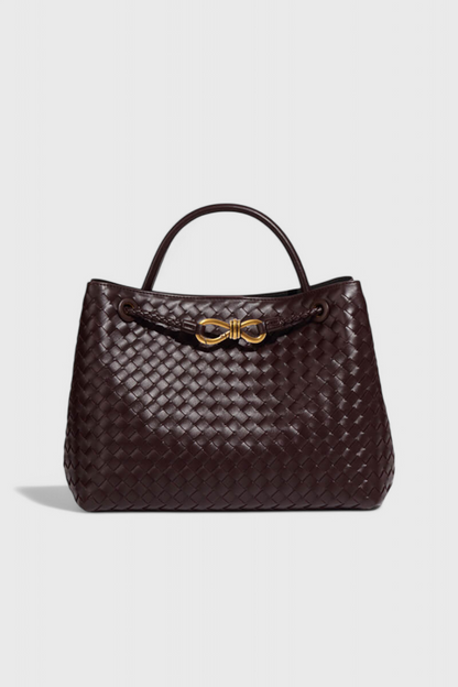 Bolso tejido mujer negro cuero vegano – bolso elegante grande moderno