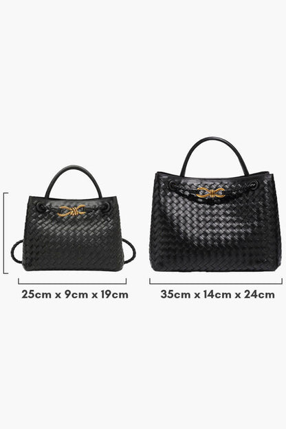 Bolso tejido mujer negro cuero vegano – bolso elegante grande moderno