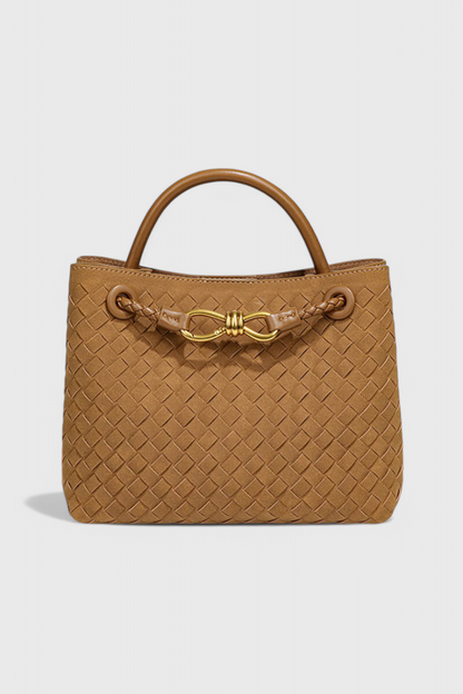 Bolso marrón mujer elegante efecto ante – bolso tejido con correa ajustable