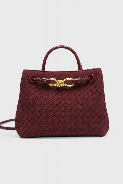 Bolso marrón mujer elegante efecto ante – bolso tejido con correa ajustable