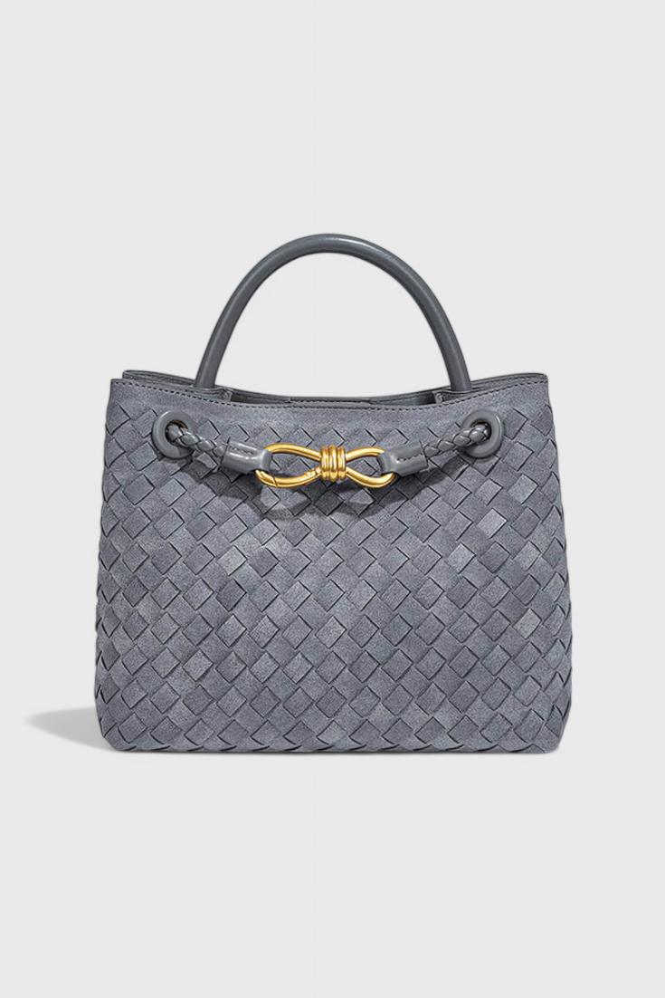 Bolso marrón mujer elegante efecto ante – bolso tejido con correa ajustable
