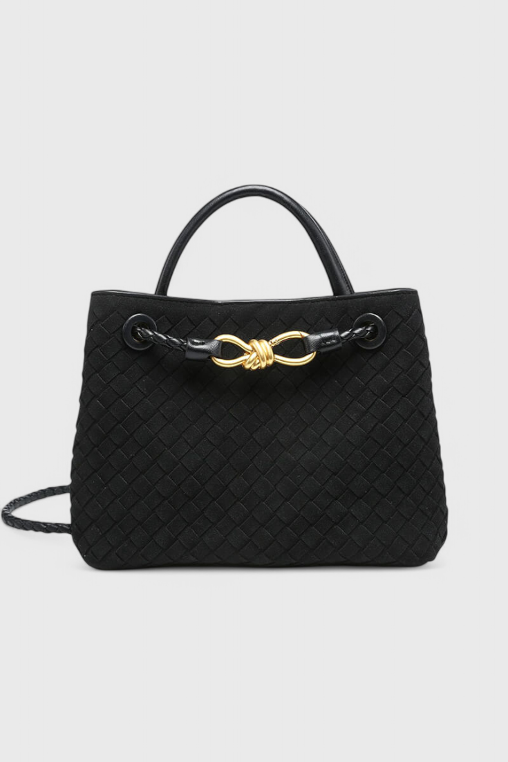 Bolso marrón mujer elegante efecto ante – bolso tejido con correa ajustable