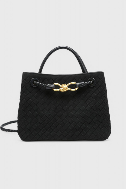 Bolso marrón mujer elegante efecto ante – bolso tejido con correa ajustable