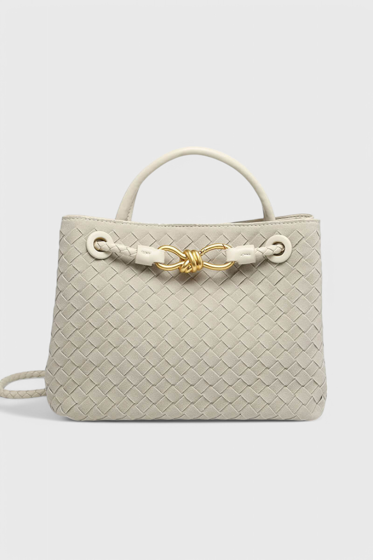 Bolso marrón mujer elegante efecto ante – bolso tejido con correa ajustable