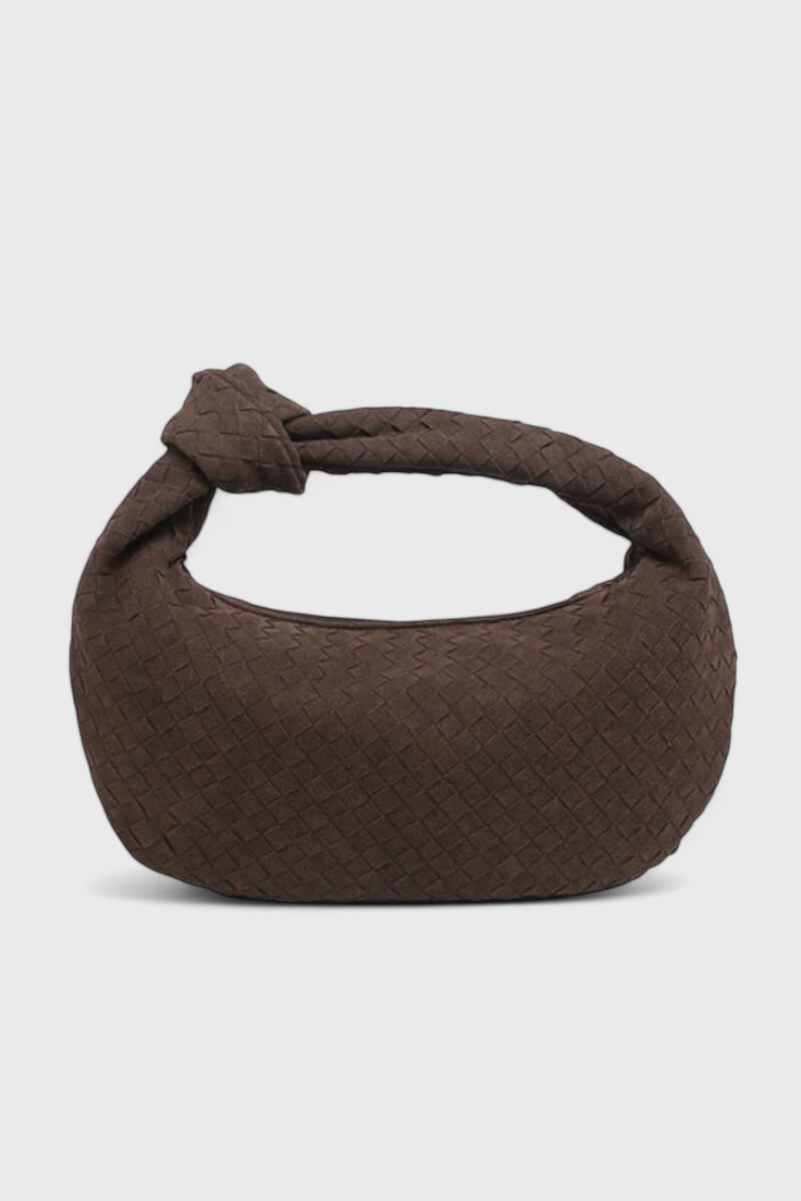 Bolso tejido mujer beige mediano – bolso elegante con nudo moderno