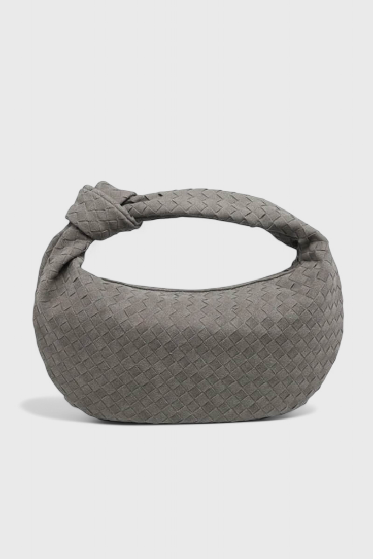 Bolso tejido mujer beige mediano – bolso elegante con nudo moderno
